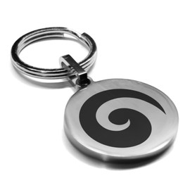 Comfort Zone Studios Stainless Steel Koru (Spiral) Maori Symbol Round Medallion Keychain Circle Ring, Silver