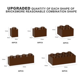 300 PCs Classic Building Bricks, Green Bulk Bricks, Compatible With Pieces 3001 and All Major Brands, Creative Building Block Toys for Boys Girls (Brown 300 PCs)