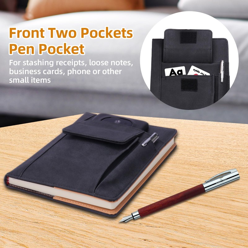 ADOUNOTES Refillable Meeting Journal Notebook, A5 Size Refillable Journal for