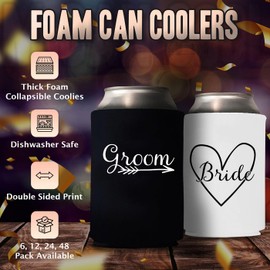 Veracco Groom Bride Can Coolie Holder Bachelor Party Wedding Favors Gift For Groom Bachelorette Party (Black White G B 3)