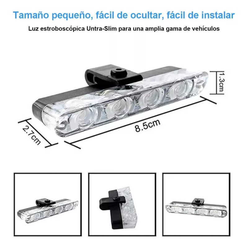PUNKZZ Luz Faro Estrobo De Parrilla Delantera Para Auto Emergencia