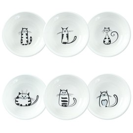 SOCOSY Super Cute Cat Ceramic Sauce Dish/Seasoning Bowl/Sushi Soy Dipping Bowl/Appetizer Plates/Serving Dish for Kitchen Home (Set of 6)
