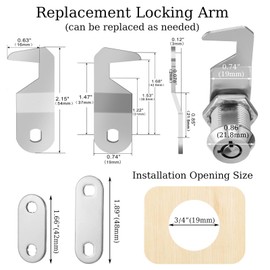 5/8" Cabinet Cam Lock Keyed Alike Tool Box Lock with Keys Tubular Cam Replacement Locks Hook Cams Toolbox Locks for RV Storage Compartment Door Tool Cart Mailbox