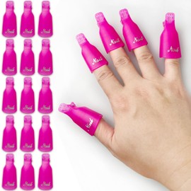 Jaasuee 20-Piece UV Gel Polish Remover Wrap Tool in Pink-Professional Acrylic Nail Art Soak Off Cap Clips