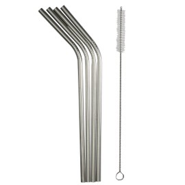 Danesco Manufacturing 8342676SS Stainless Steel Straws Set, Silver