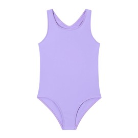 Ewbob Girls One Piece Swimsuit Quick Dry Swimwear Beach Bathing Suit for 5-18 Years（C3-009-LightPurple-15-16Y）