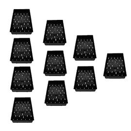 SUNPACK 10" x 20" Heavy Duty Plastic Seed Starting Tray, Black, 2.5" (Pack of 10) - Lined with Drainage Holes for Excess Water and Aeration, Ideal for Greenhouses or Indoor Gardening