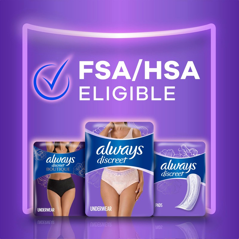 Always Discreet Adult Incontinence & Postpartum Underwear for Women, Maximum,