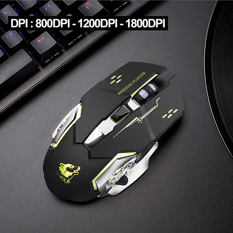 Rechargeable X8 Wireless Game Mouse Silent LED Backlit USB 1800DPI
