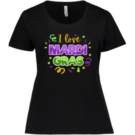 inktastic I Love Mardi Gras Confetti Women's Plus Size T-Shirt 4X 0040 Black 41bb3