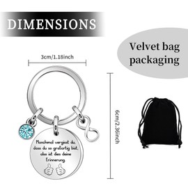 LEEQBCR 1 x Blue Rhinestone 8 Pendant Round Keychain, Inspirational Gift for Girlfriend, Mum and Sister, with Black Velvet Pouch