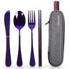 Travel Utensils with Case, Quatish Portable Silverware Set for Work,