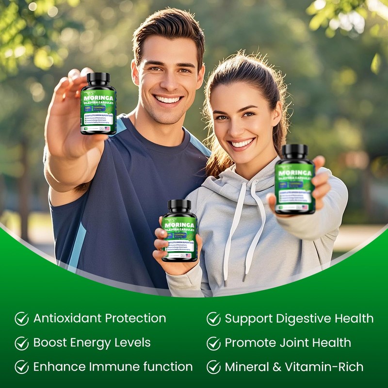 Moringa Capsules 12000mg – Organic Moringa Oleifera Leaf Powder, High