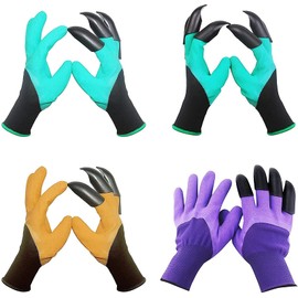 1 Pair Garden Gloves with Fingertips Claws Garden Rubber Working Glove Gardening Digging Planting Weeding Waterproof Glove Outdoor (Color : 2)