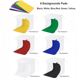 PULUZ Mini Photo Studio Light Box Photography Mini Shooting Tent Kit Portable Folding Small Photo Light Box with 6 Color EVA Backdrops Ring Panel for Small Item Display 24cm x 23cm x 23cm