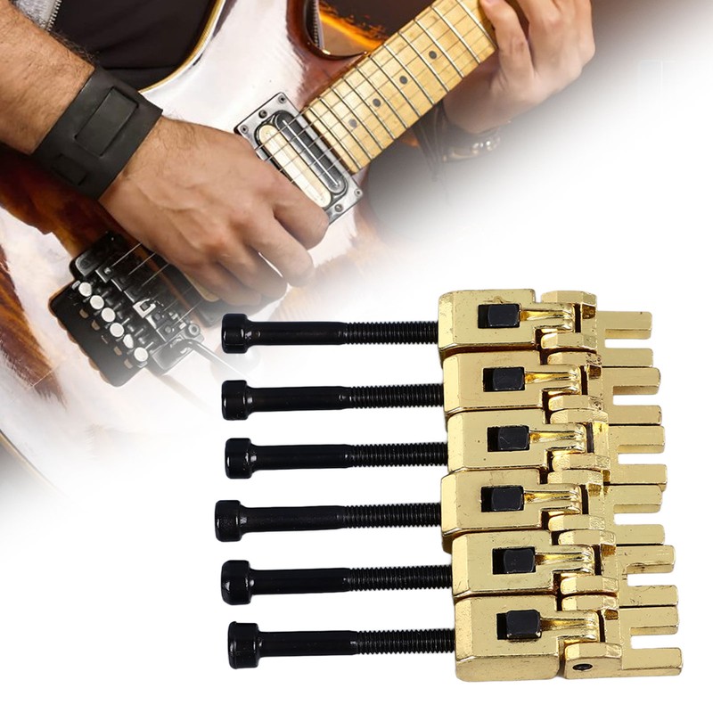 6Pcs Electric Guitar Bridge Saddle Double Locking Tremolo Metal Roller
