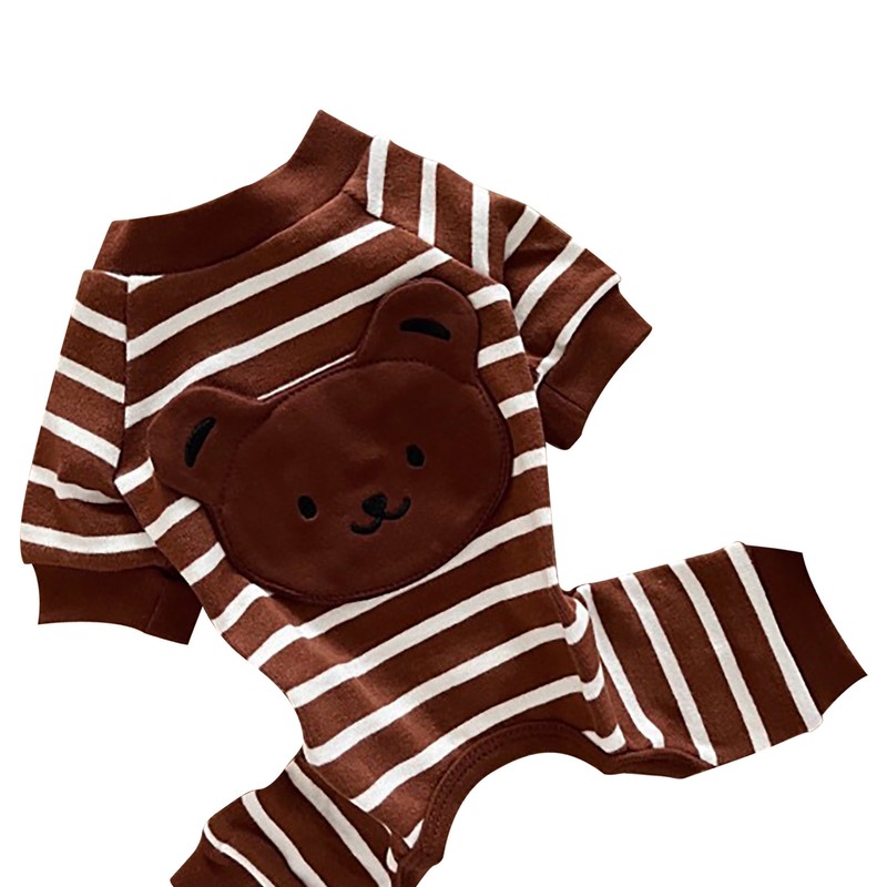 Dog Pajamas Striped Soft Warm Comfortable Fashionable 4 Legs Pet
