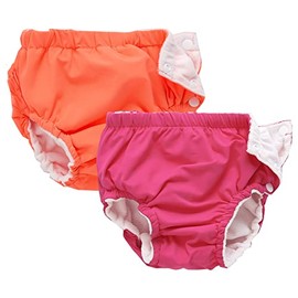jnUhb Swim Diapers Baby Reusable 1Pack 2 Pack ,Washable Pants for 0-3 Years Boys Girls Swimming Lesson Shower Gifts (RoseOrange 2-3 Years）
