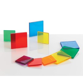 edx education Transparent Tiles - Mini Jar - Colorful, Plastic Squares - Light Box Accessory - Sensory Play - Math Manipulative