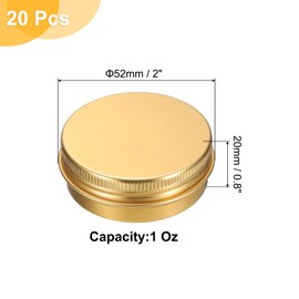 uxcell 1 Oz Tin Cans, 20 Pcs Aluminum Round Tins, Travel Sized Small Metal Tins Cosmetic Sample Containers with Screw Lid for Lotion Bars Beard Balms Candles, Gold