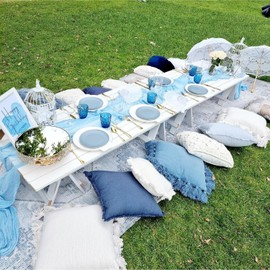 3Pack Baby Blue Cheesecloth Table Runner 35x120Inch Spring Easter Cheese Cloth Table Runner 10FT Boho Gauze Table Runners Rustic Sheer Table Runners for Wedding Bridal Shower Baby Shower Party Decor