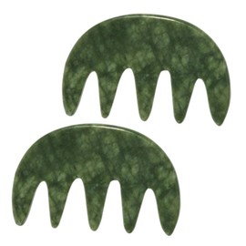Ipetboom 2pcs Jade Scalp Massager Comb Wide Tooth Hair Styling Tool Portable Pocket for Travel Natural Gua Sha Comb for Scalp Massage and Stress Relief
