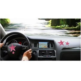 Crystal Car Stickers Decorate Sparkling Cars Bling Bling Auto Car Emblem Decal Decoration Interior Accessories (Star-red)