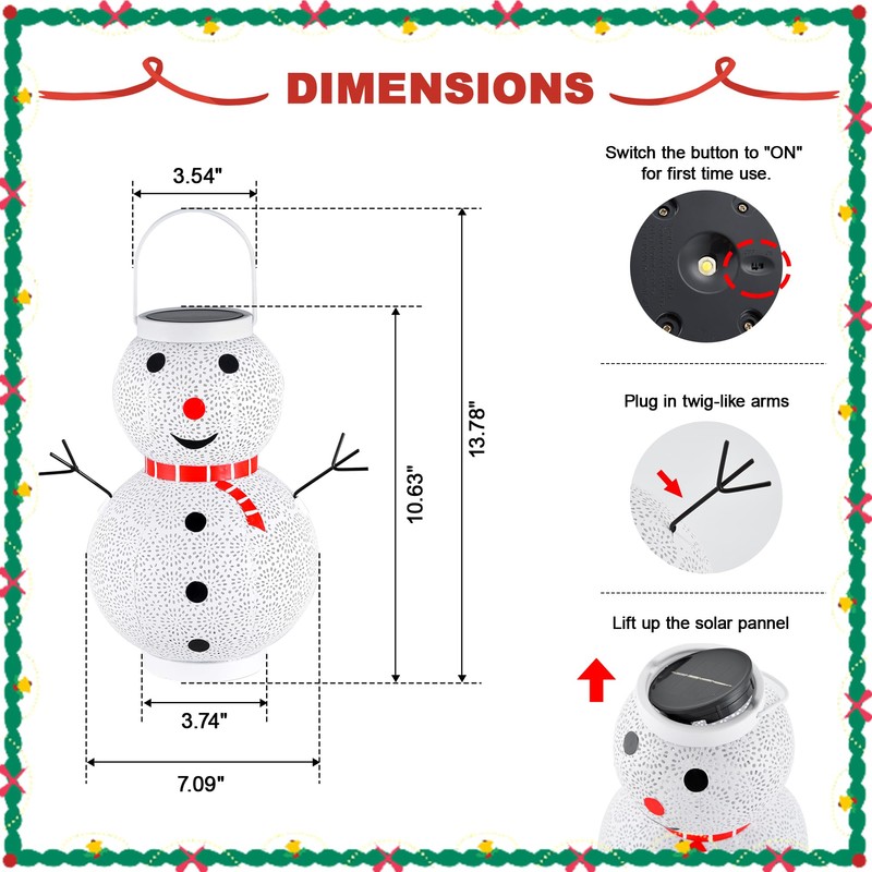 HEISOK Christmas Decorations Snowman Solar Lantern - Snowman Solar Hanging