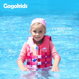 Gogokids Toddler Swim Vest, Kids Float Jacket for 20-30-40-50 lbs Girls and Boys, Swimming Floaties with Duel Adjustable Safety Strap, for 2-9 Year Old Children