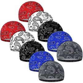 10 Pcs Men Cooling Skull Caps Helmet Liner Sweat Wicking Running Beanie Hats Cycling Welding CPAS Do Rags Head Wrap (Assorted Style)
