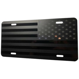 CustoMonsterDesigns American Flag Heavy Duty Aluminum License Plate Matte Blk Stars Edition