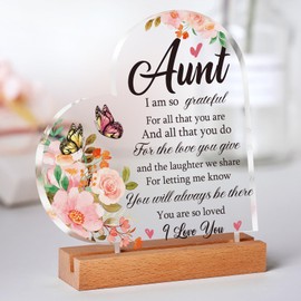 Einanmut Aunt Gifts, Acrylic Plaque Auntie Gift, Touching Sayings Engraved Birthday Gifts for Aunt, Best Aunt Ever Gifts, Aunt Gift for Christmas Birthday Mothers Day Thanksgiving