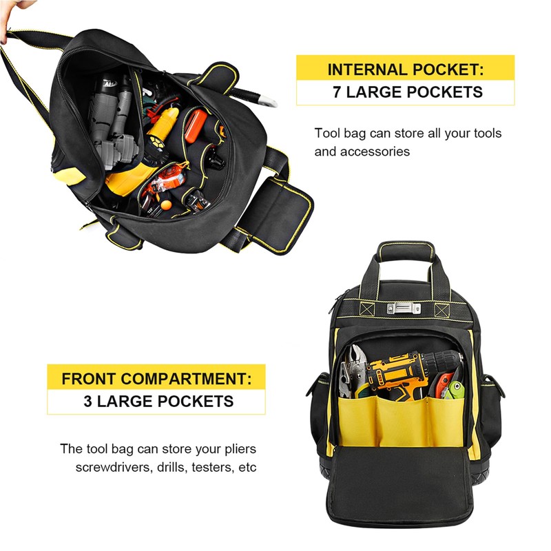 AIRAJ Heavy Duty Tool Backpack,17 Inch Tool Bag Backpack with
