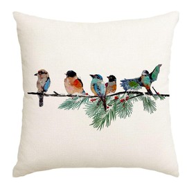 RABUSOFA Christmas Pillow Covers 18x18 Inch Birds Christmas Decorations Christmas Winter Throw Pillow Cases Xmas Outdoor Birds Decor Decorative Pillows for Couch Holiday Teal