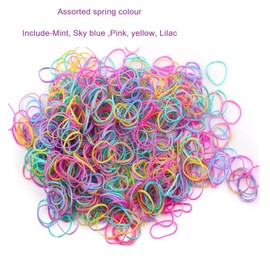 Mytoptrendz® 500pcs Mini Small Soft Rubber Bands Pony Tailers Seamless Elastic Thin Hair Bands for Girls Kids Braiding Women Men Plaitings (Assorted Spring Rainbow)