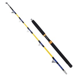 Trolling Rod 2-Section Saltwater Offshore Heavy Straight Butt Roller Fishing Rod Conventional Boat Fishing Pole,with Roller Guides (Yellow, 5'4", 100-200lbs)