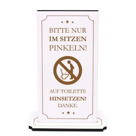 Standing Sign Toilet Toilet - Bitte nur im Sitzen Pinkeln, Auf Toilette Hinsetzen - Toilet Sign Bathroom Decoration 10 x 20 cm