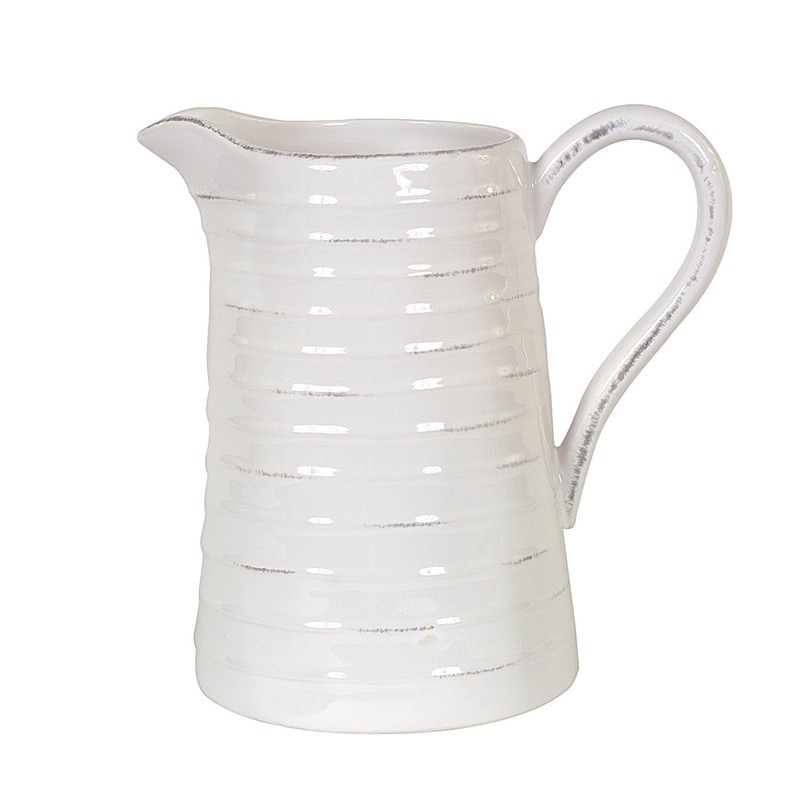 Creative Co-Op White Ceramic Pitcher