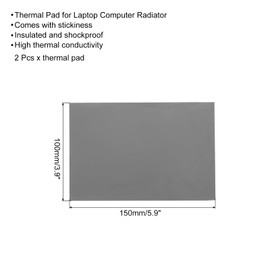 MECCANIXITY 2 Pack Thermal Pad 4.0W/m.K Insulated Heat Resistant High Temperature Resistant Silicone Cooling Pads 150x100x2mm for Laptop Computer Radiator, Grey