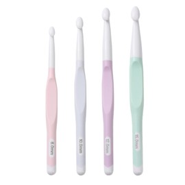 [AiYa] Crochet Hook Set, No. 10, Jumbo Crochet Hooks, Set of 4, 8mm, 10mm, 12mm, 15mm, for Beginners, TPR Grip, ABS Hook Head, Smooth Knitting, Comfortable Grip, Lightweight Design, Handmade DIY