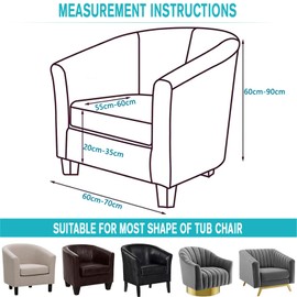 AIMENJOY Jacquard Club Chair Covers, Stretch Tub Chair Cover with Cushion Cover Leather Tub Chair Slipcover Pattern Washable non Slip Furniture Cover for Dining Living Room Reception (Navy)