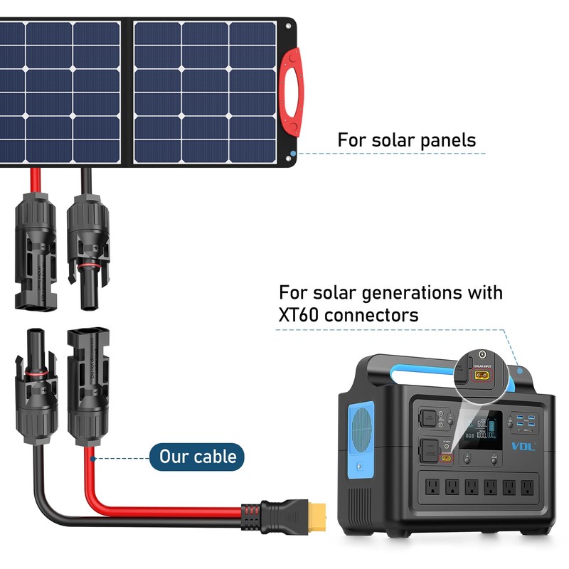 Pixelman Solar Panel Plug to XT60 Charge Cable, 12AWG(6.5Ft) Solar