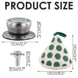 3 Piece Pot Lid Handles with Thermometer, Universal Replacement Handle, Pot Lid Knob Replacement Handle with Heat-insulating Cap, Anti-scalding