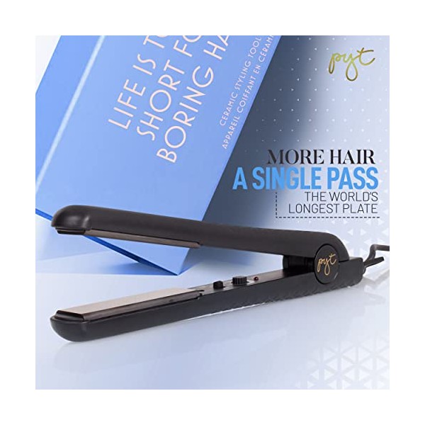 PYT Hair Straightener - Ceramic Flat Iron for Professional Styling. Excellent Quality, 150 W Power Output, Adjustable Temperature Suitable for all Hair Types. Straighten, Curl or Wave. (BLACK)