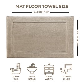 ALIBI Bath Mat Floor Towel| 1 Pack Super Soft & Absorbent Luxury Cotton Towel - Beige 44X26