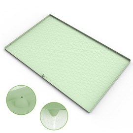 Micitihi Under Sink Mat for Kitchen Waterproof 34" x 22" New Silicone Kitchen Sink Mat with Drain Spout-Shelf Protector Silicone Under Sink Tray-Kitchen Cabinet Organizers and Storage Sink Drip Tray