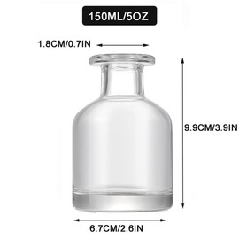 OHEETU 150 ml Glas-Diffusor-Flaschen, leer, transparent, Diffusor-Gläser, Aromatherapie-Behälter, Duftzubehör, Verwendung für DIY-Ersatz, Schilfrohr-Diffusor-Sticks, Sets für ätherische Öle, Handwerk,