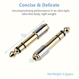 okcsc 6.35mm Male to 3.5mm Female Conversion Plug Audio Converter 6.35mm to 3.5mm Pure Copper Plated Fit Headphone Speaker Amplifier Guitar 1pcs
