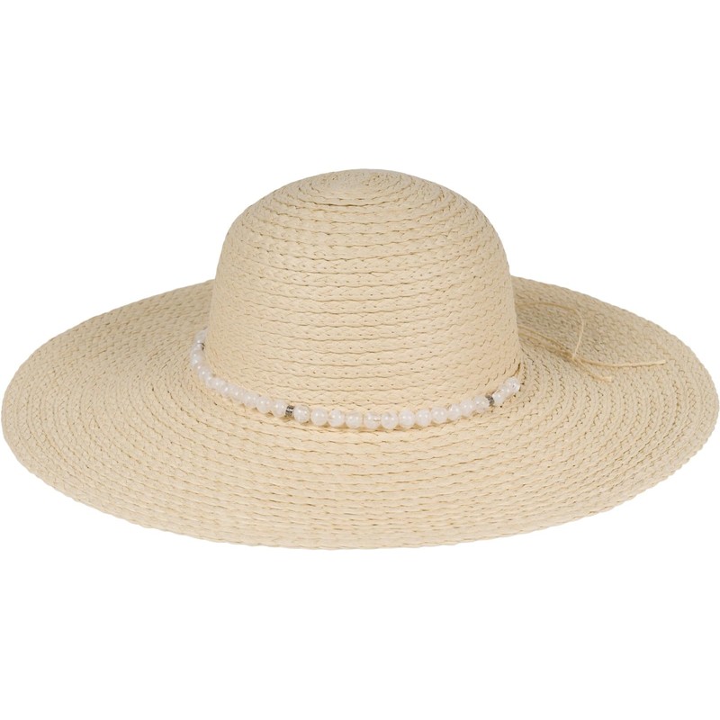 styleBREAKER 04025043 Women's Straw Hat Paper Straw with Pearl Band