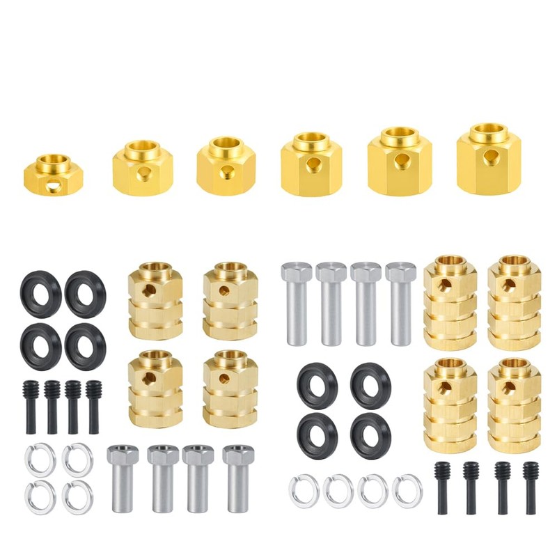 4PCS 12mm Wheel Hubs Hex Pins Adapter-Heavy Duty Brass(5-20mm) for